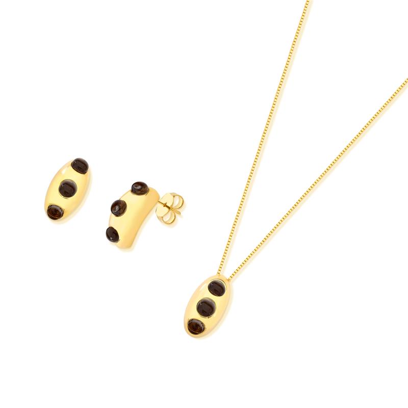 CONJUNTO FOLHEADO A OURO