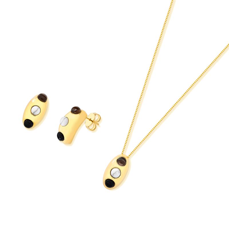 CONJUNTO FOLHEADO A OURO