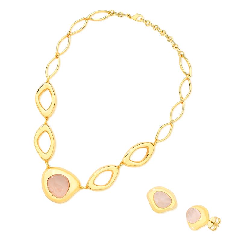 CONJUNTO FOLHEADO A OURO