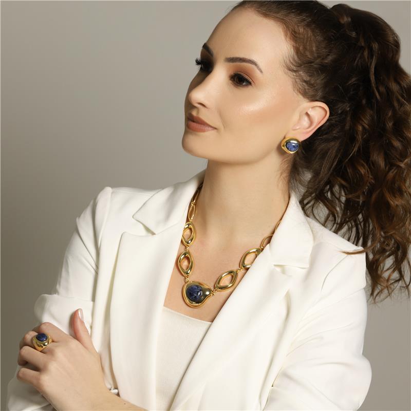 CONJUNTO FOLHEADO A OURO