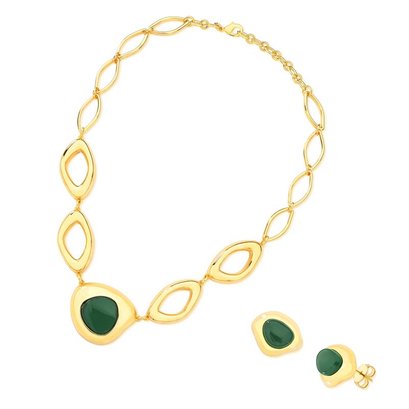 CONJUNTO FOLHEADO A OURO