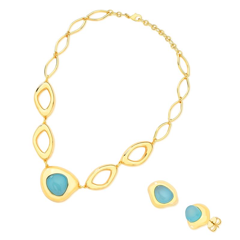 CONJUNTO FOLHEADO A OURO