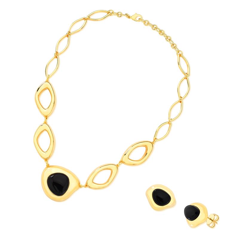 CONJUNTO FOLHEADO A OURO