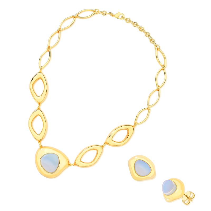 CONJUNTO FOLHEADO A OURO