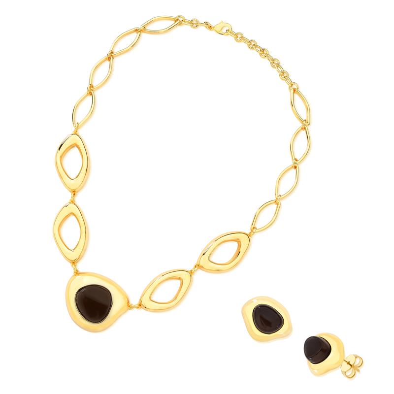 CONJUNTO FOLHEADO A OURO