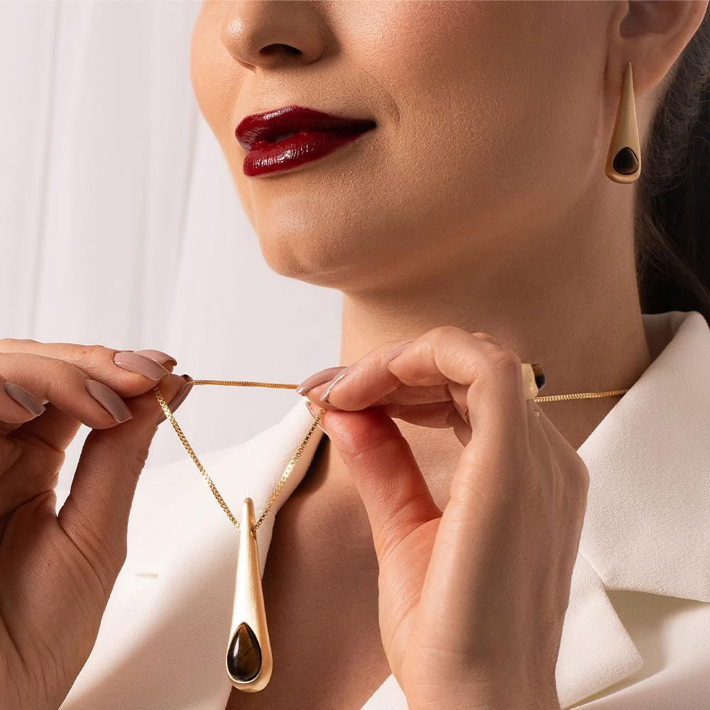 CONJUNTO FOLHEADO A OURO