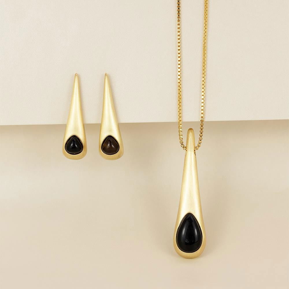 CONJUNTO FOLHEADO A OURO