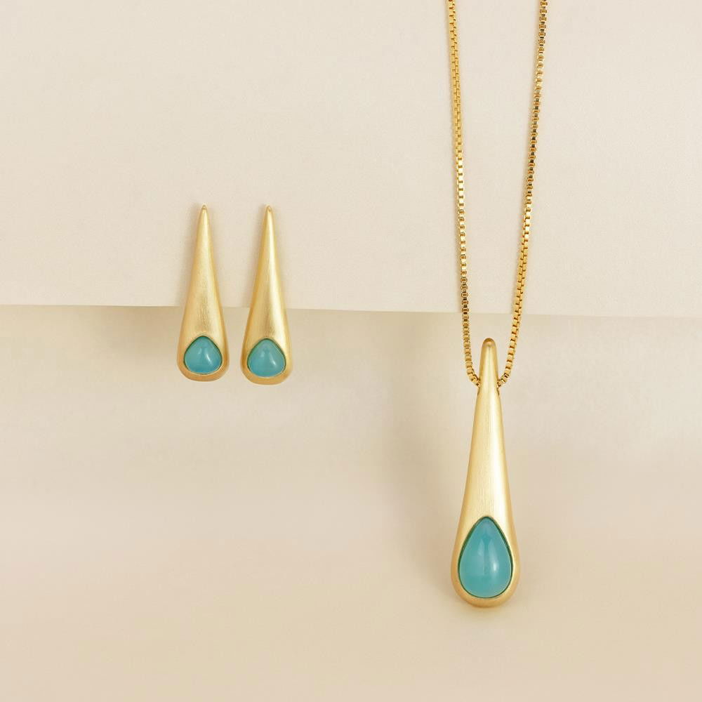 CONJUNTO FOLHEADO A OURO