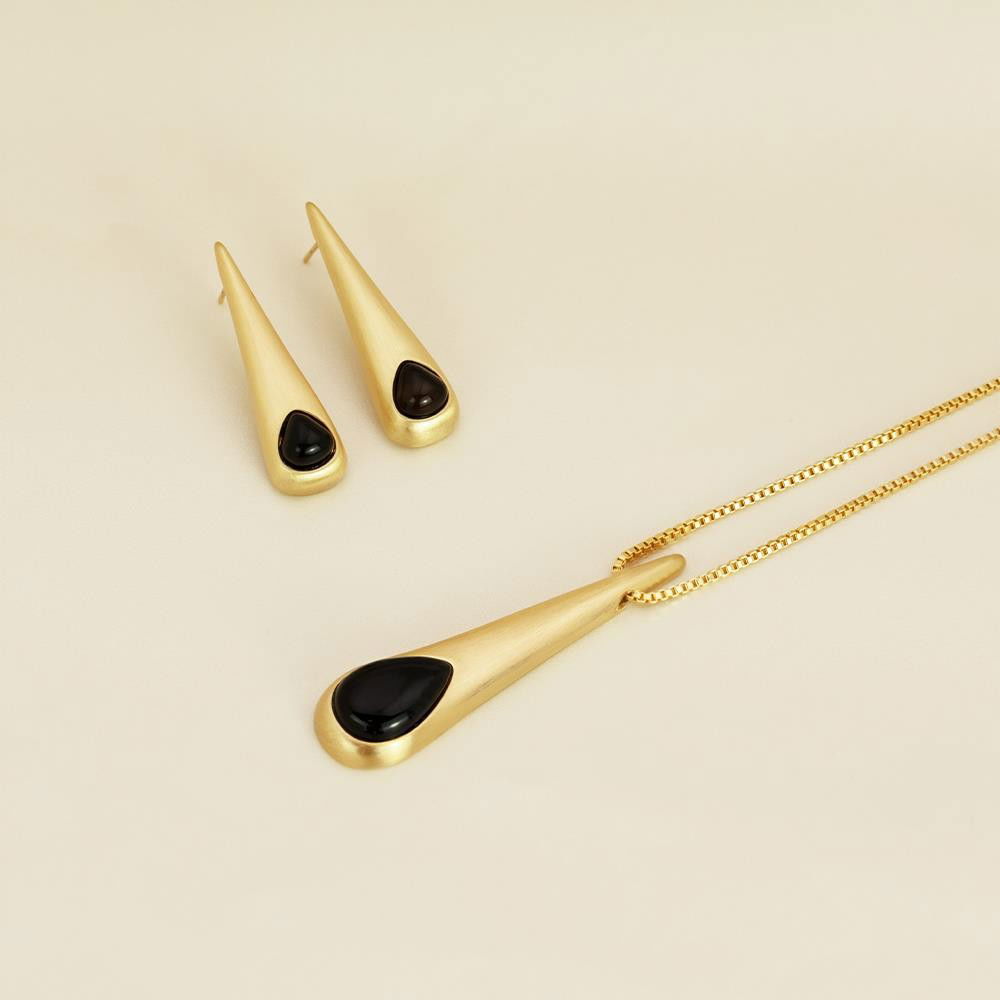 CONJUNTO FOLHEADO A OURO