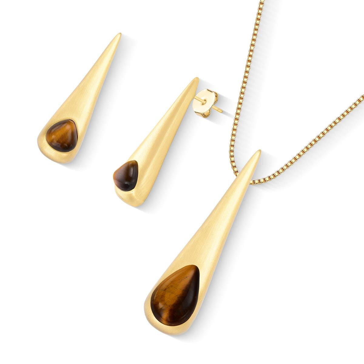 CONJUNTO FOLHEADO A OURO