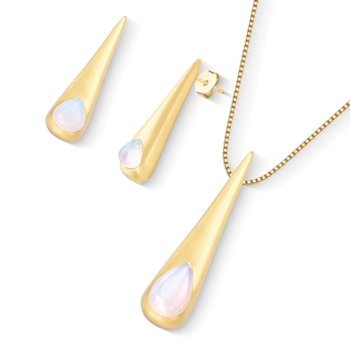 CONJUNTO FOLHEADO A OURO