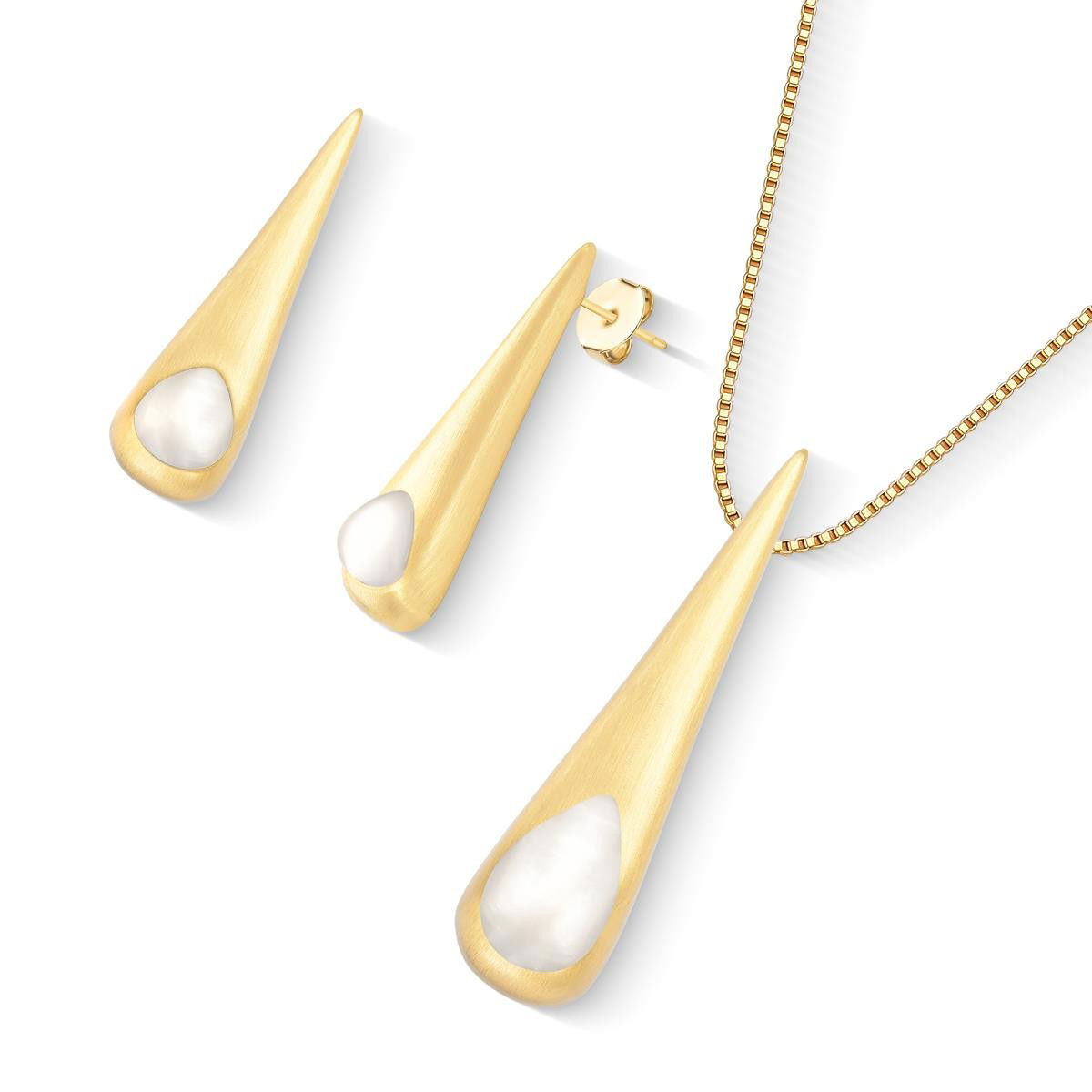 CONJUNTO FOLHEADO A OURO