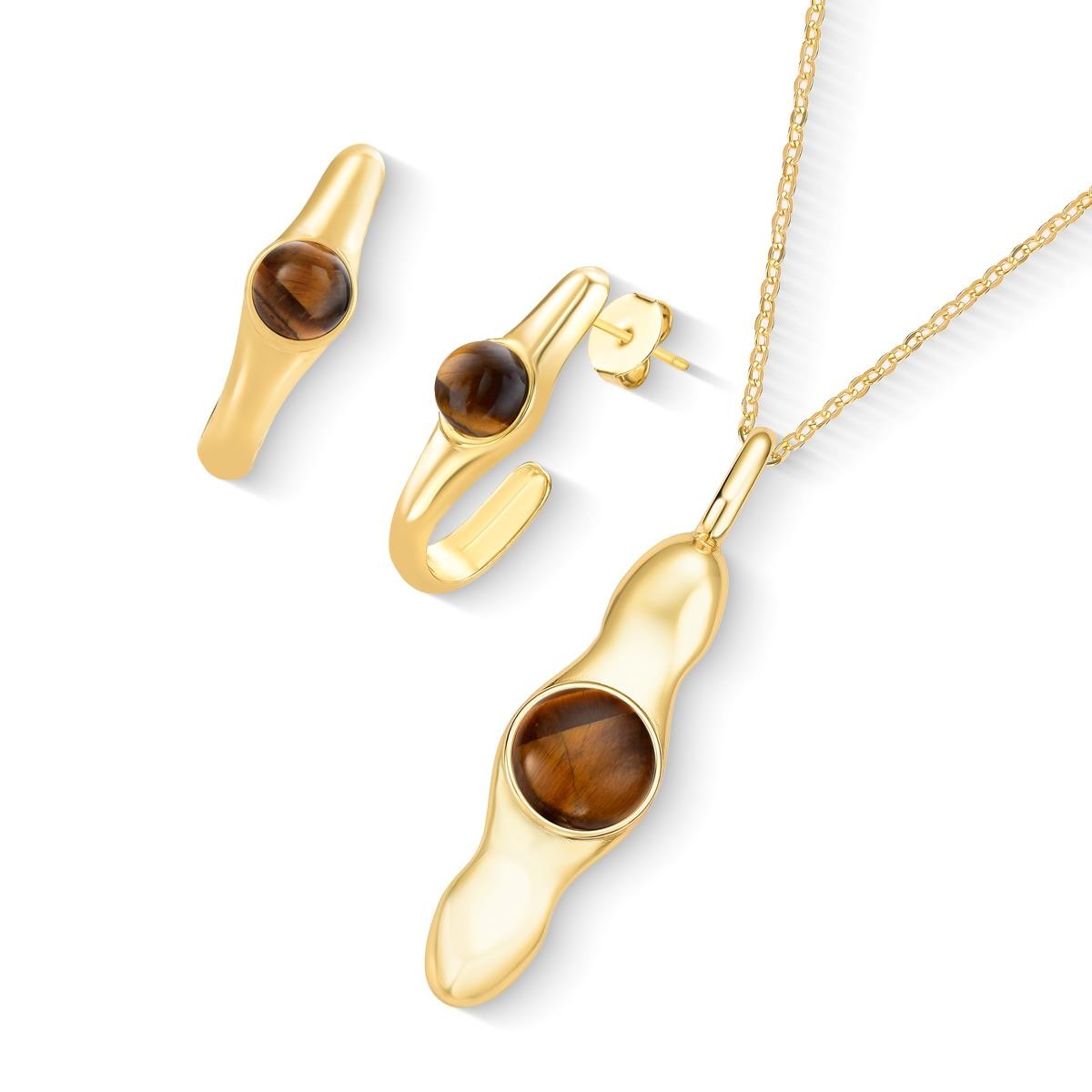 CONJUNTO FOLHEADO A OURO
