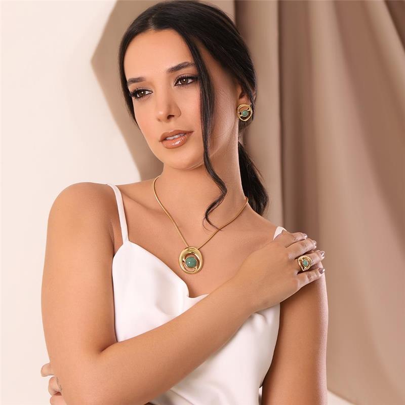 CONJUNTO FOLHEADO A OURO