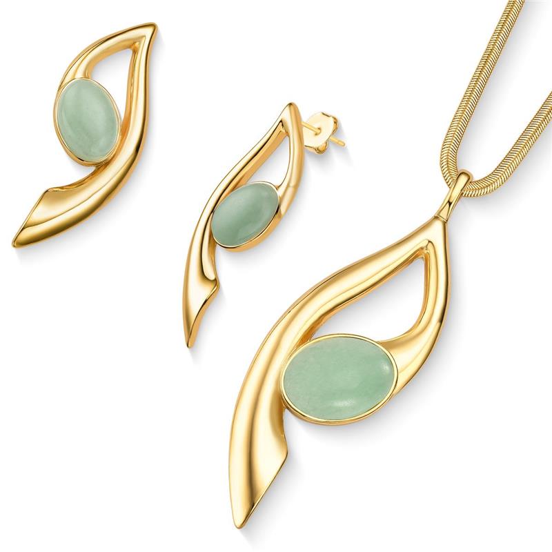 CONJUNTO FOLHEADO A OURO