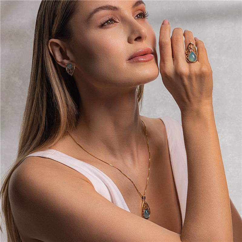 CONJUNTO FOLHEADO A OURO