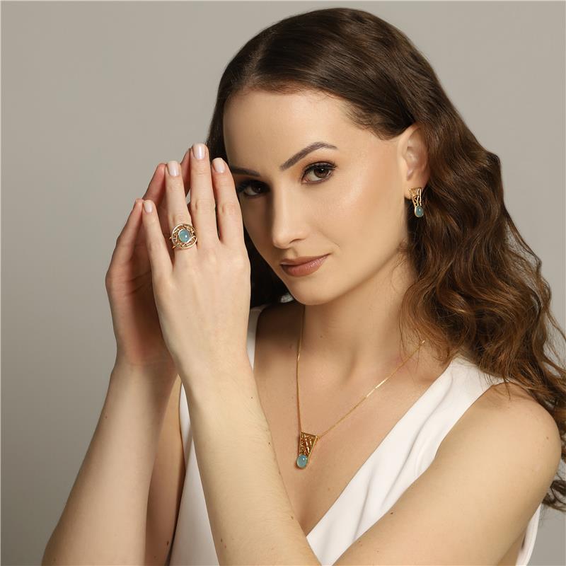 CONJUNTO FOLHEADO A OURO