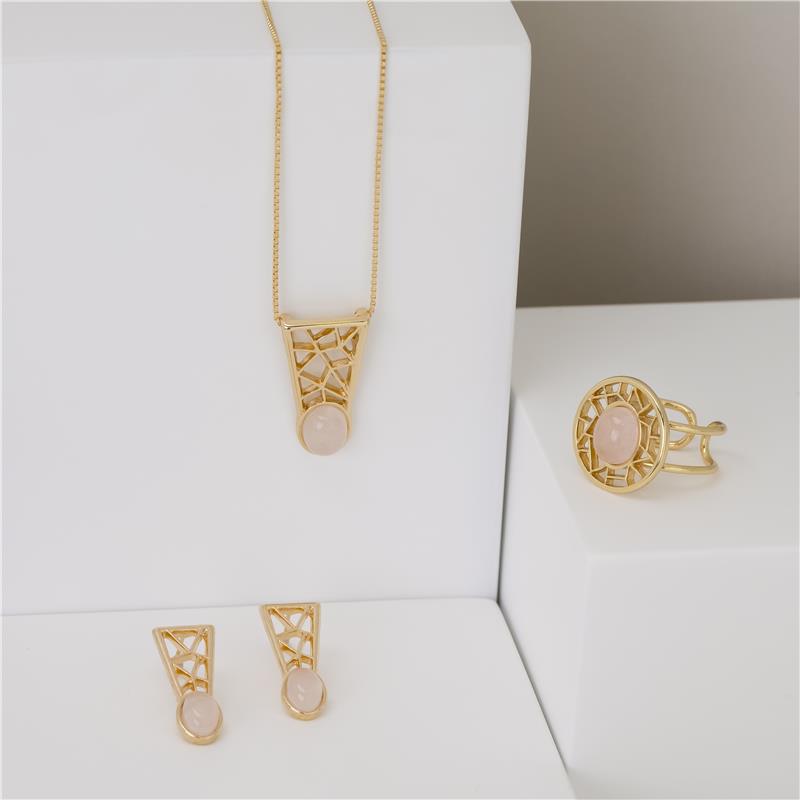 CONJUNTO FOLHEADO A OURO