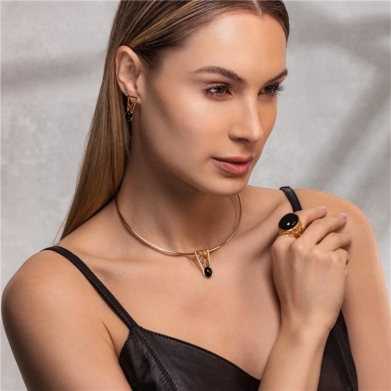 CONJUNTO FOLHEADO A OURO