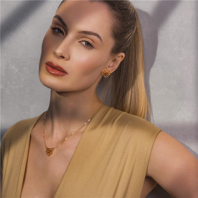 CONJUNTO FOLHEADO A OURO