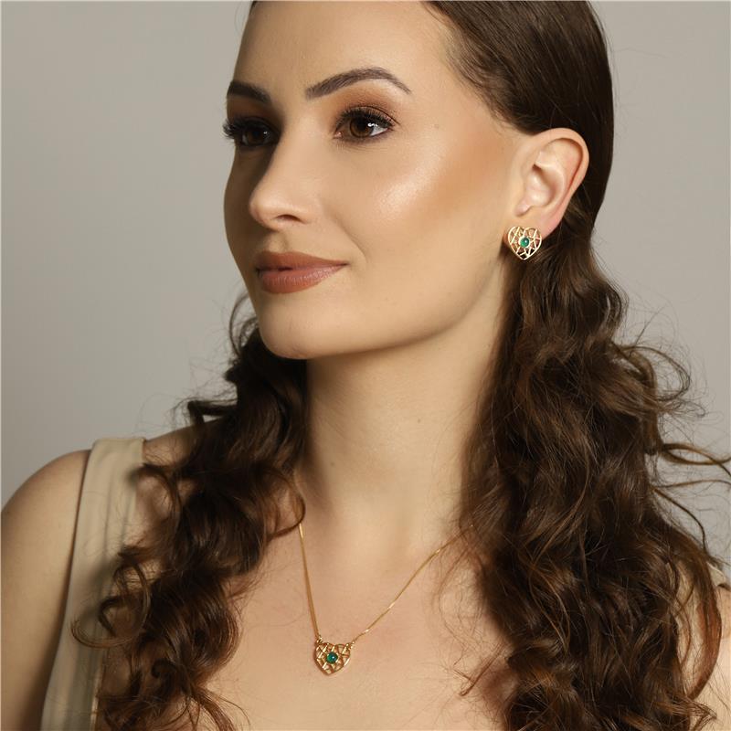 CONJUNTO FOLHEADO A OURO