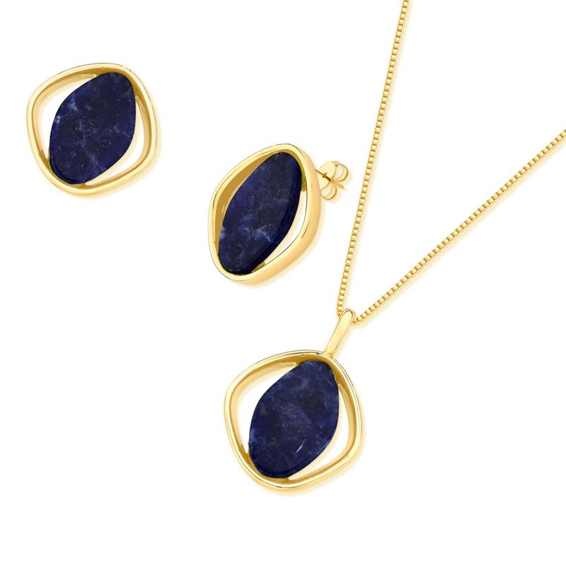 CONJUNTO FOLHEADO A OURO