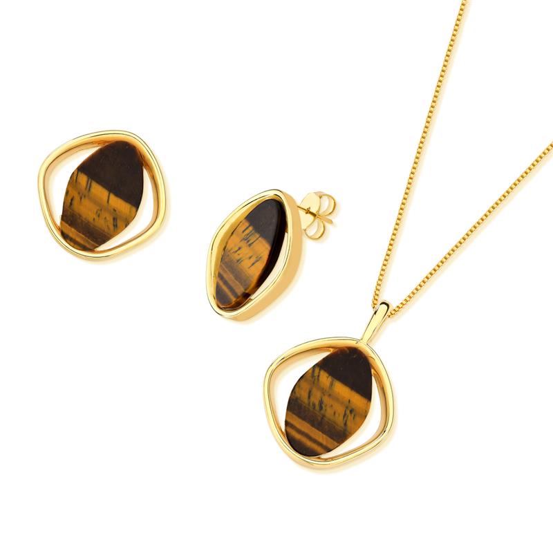 CONJUNTO FOLHEADO A OURO