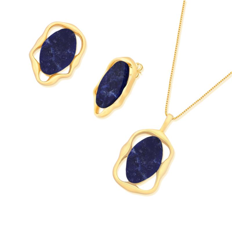 CONJUNTO FOLHEADO A OURO