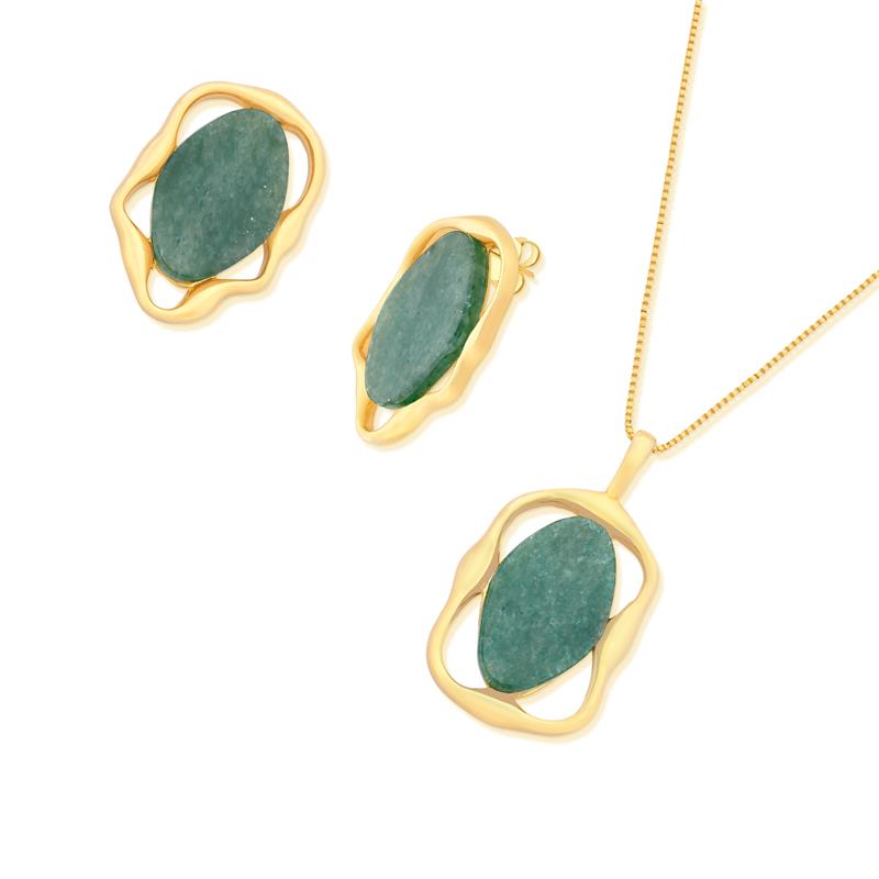 CONJUNTO FOLHEADO A OURO