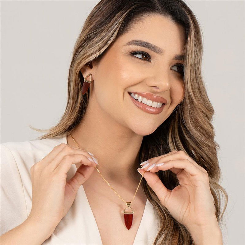 CONJUNTO FOLHEADO A OURO