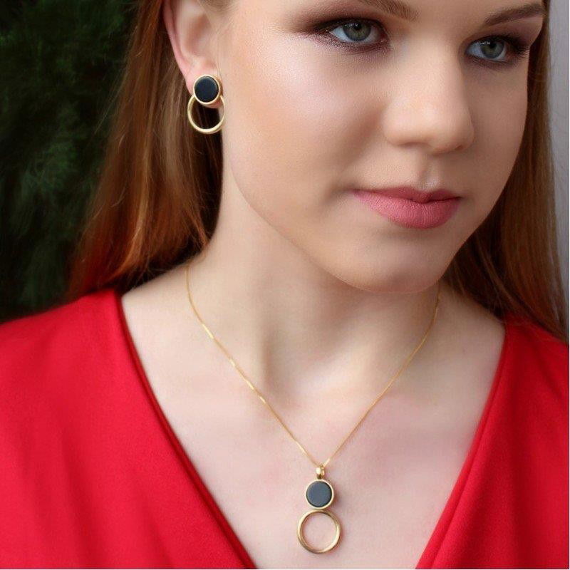 CONJUNTO FOLHEADO A OURO