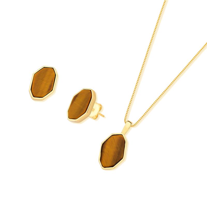 CONJUNTO FOLHEADO A OURO