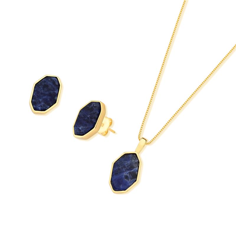 CONJUNTO FOLHEADO A OURO