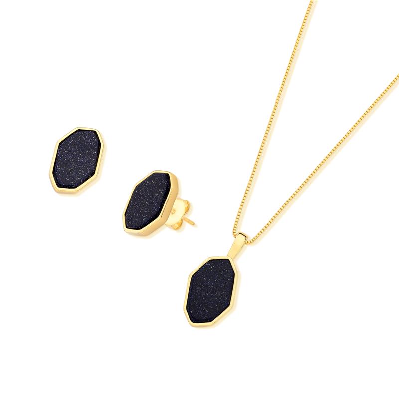 CONJUNTO FOLHEADO A OURO