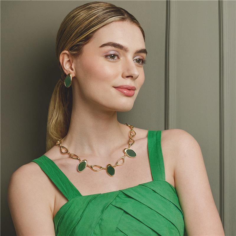 CONJUNTO FOLHEADO A OURO