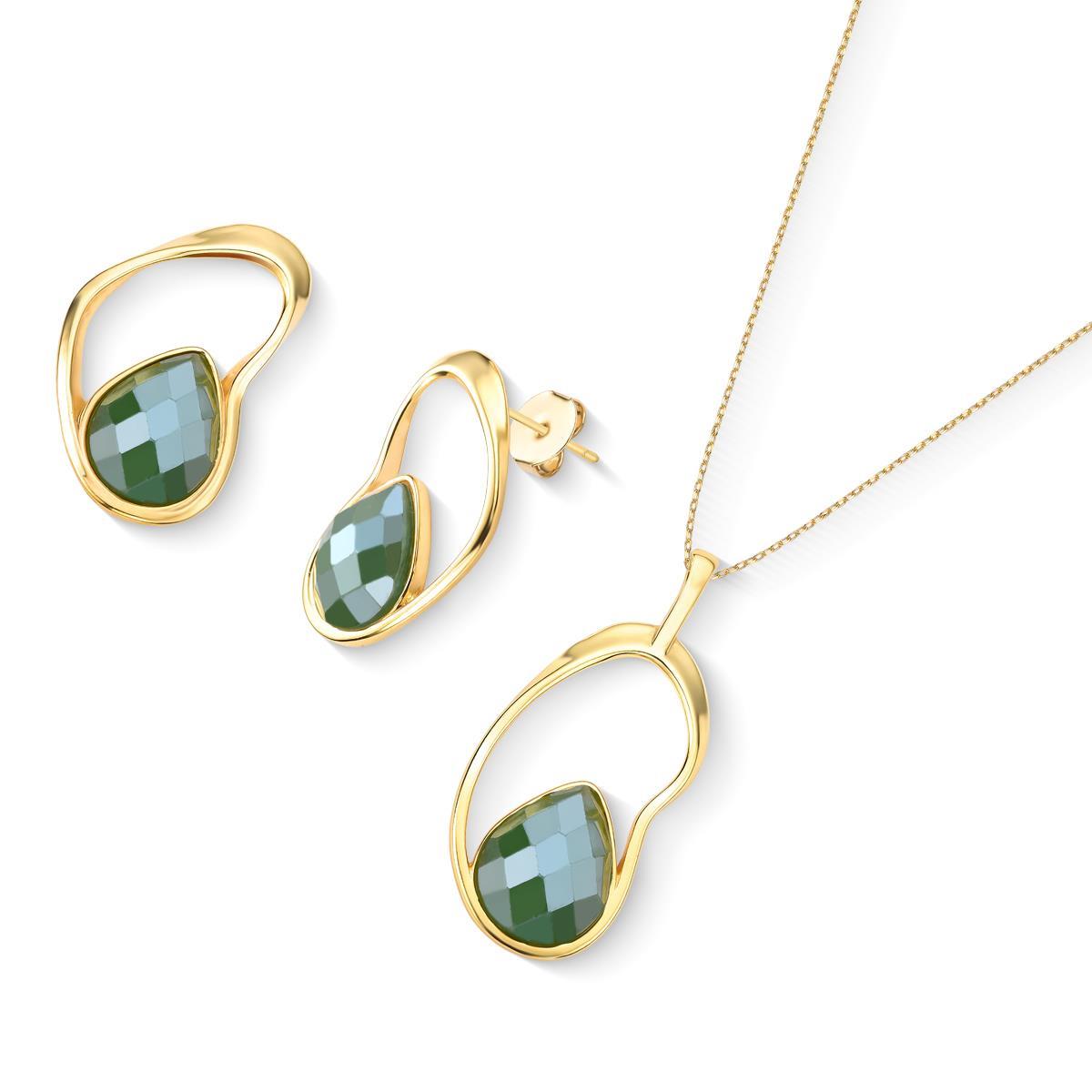 CONJUNTO FOLHEADO A OURO