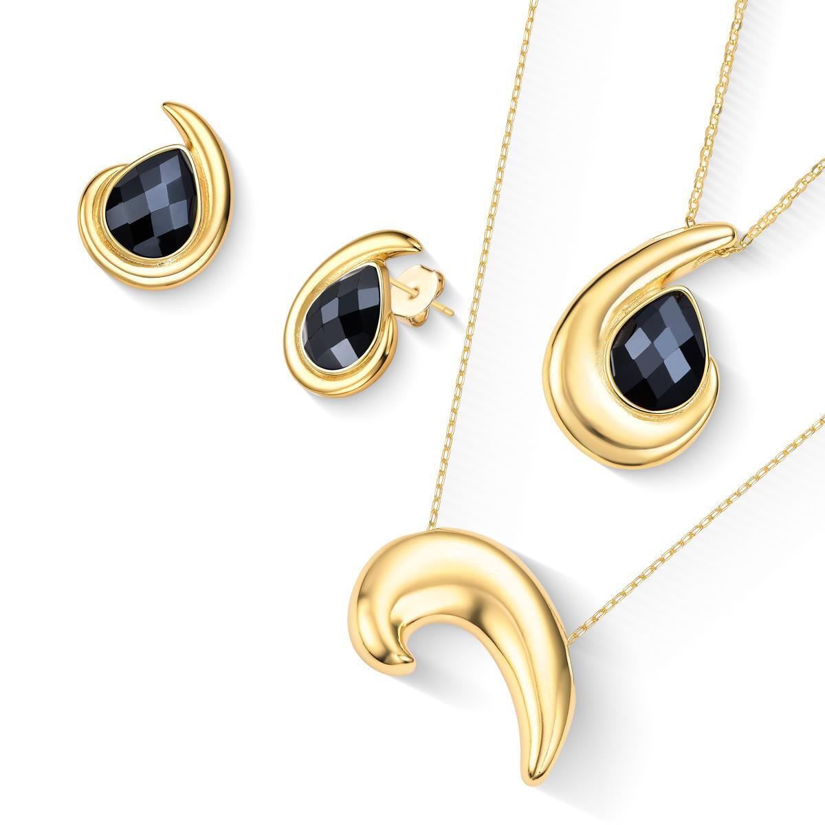 CONJUNTO FOLHEADO A OURO