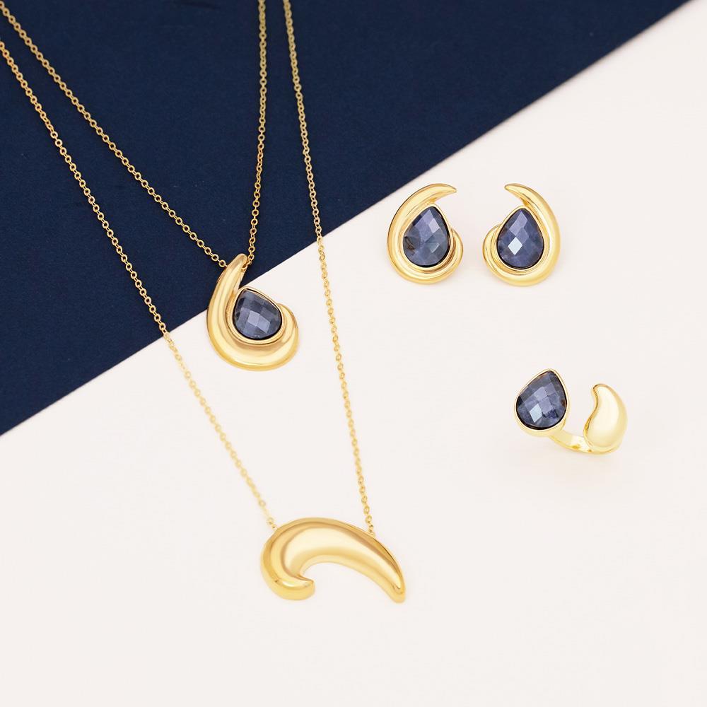 CONJUNTO FOLHEADO A OURO