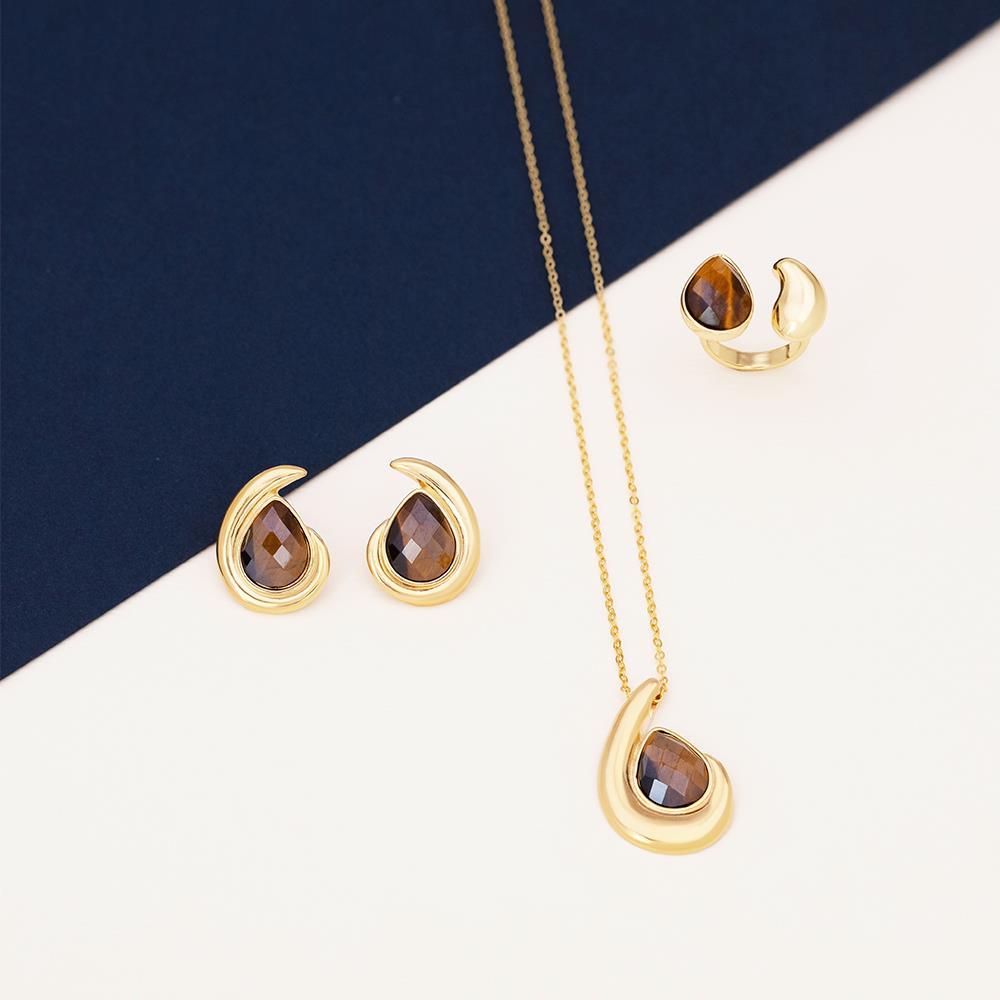 CONJUNTO FOLHEADO A OURO