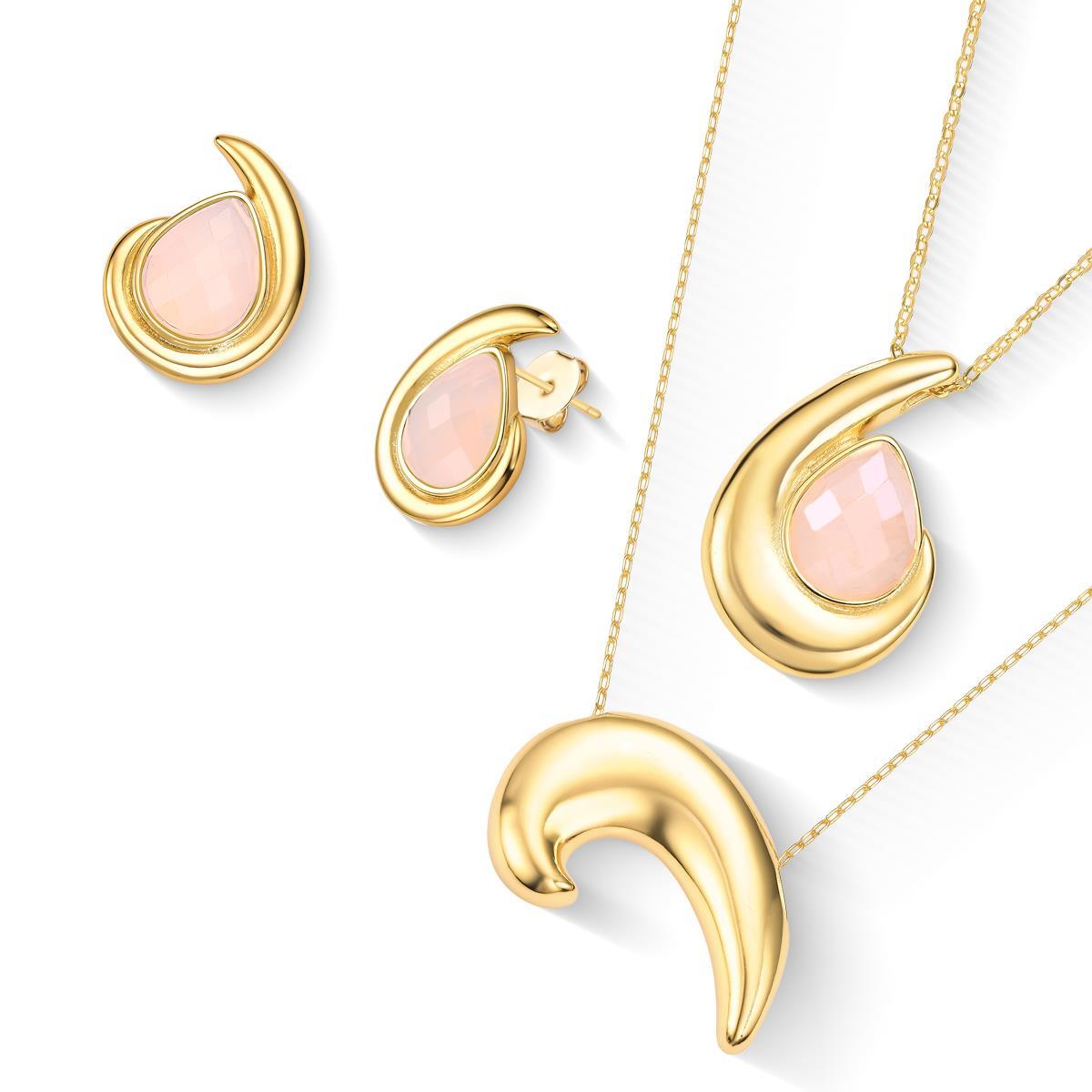 CONJUNTO FOLHEADO A OURO