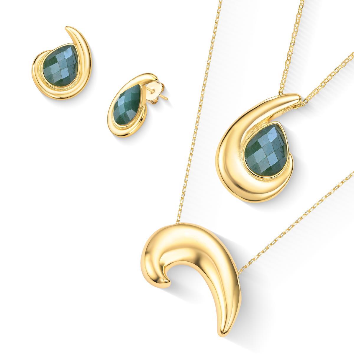 CONJUNTO FOLHEADO A OURO