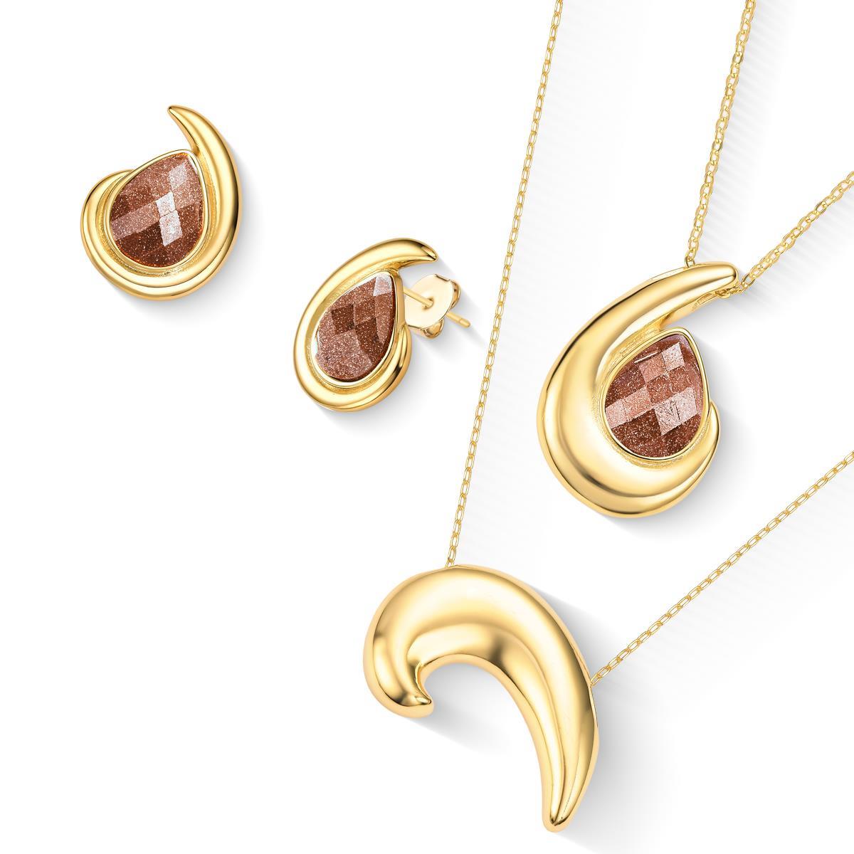 CONJUNTO FOLHEADO A OURO