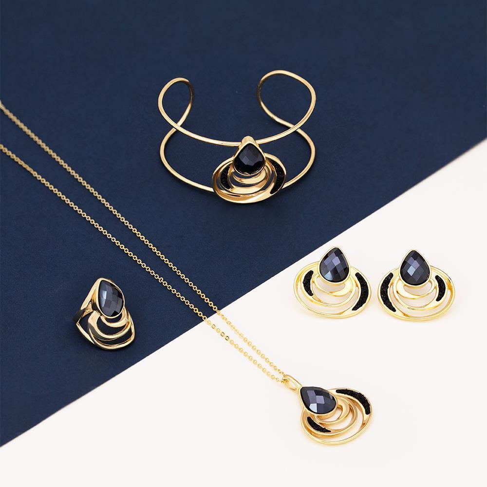 CONJUNTO FOLHEADO A OURO