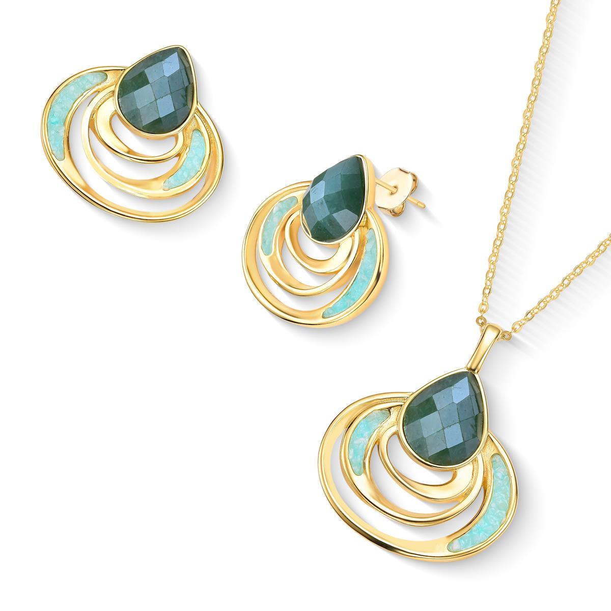 CONJUNTO FOLHEADO A OURO