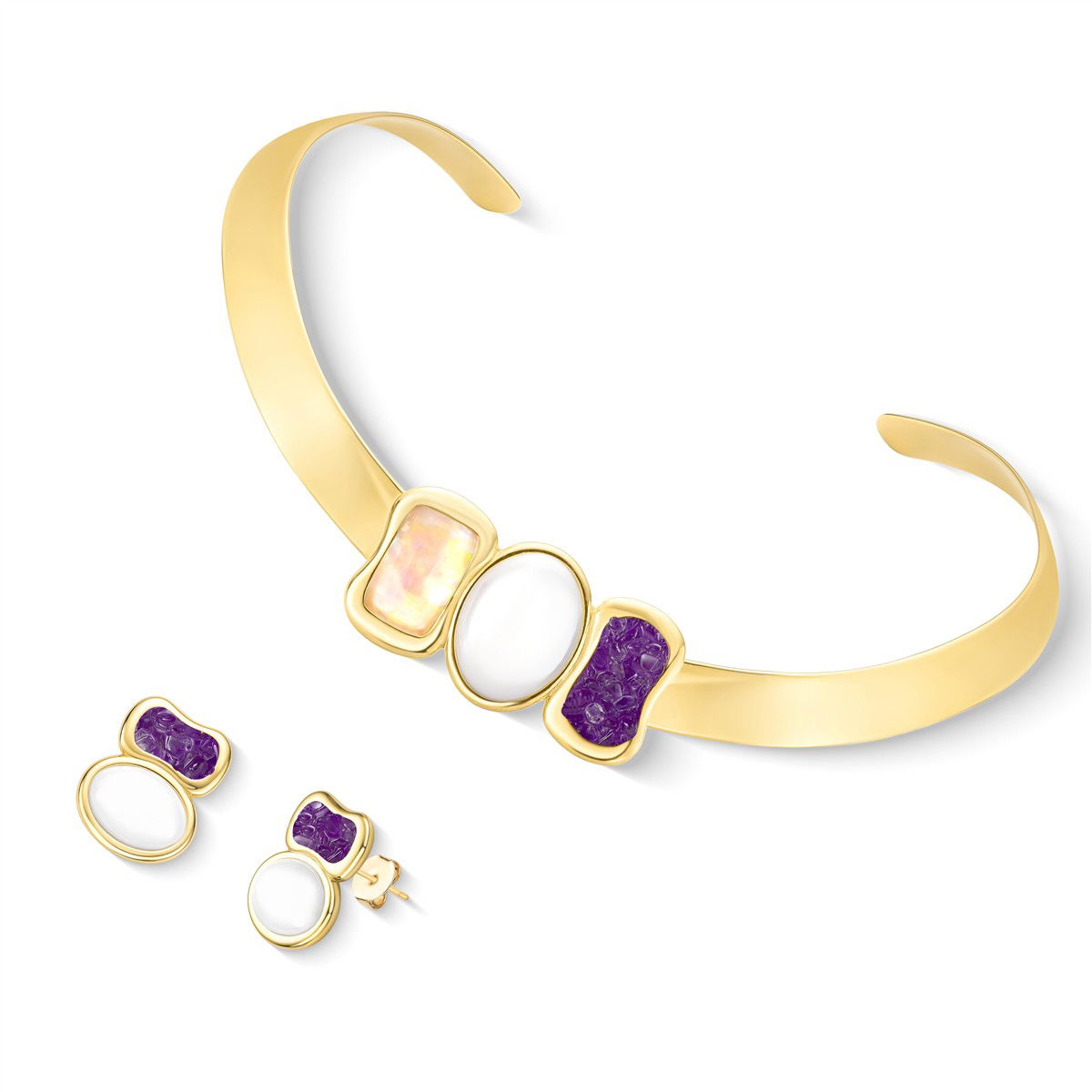 CONJUNTO FOLHEADO A OURO