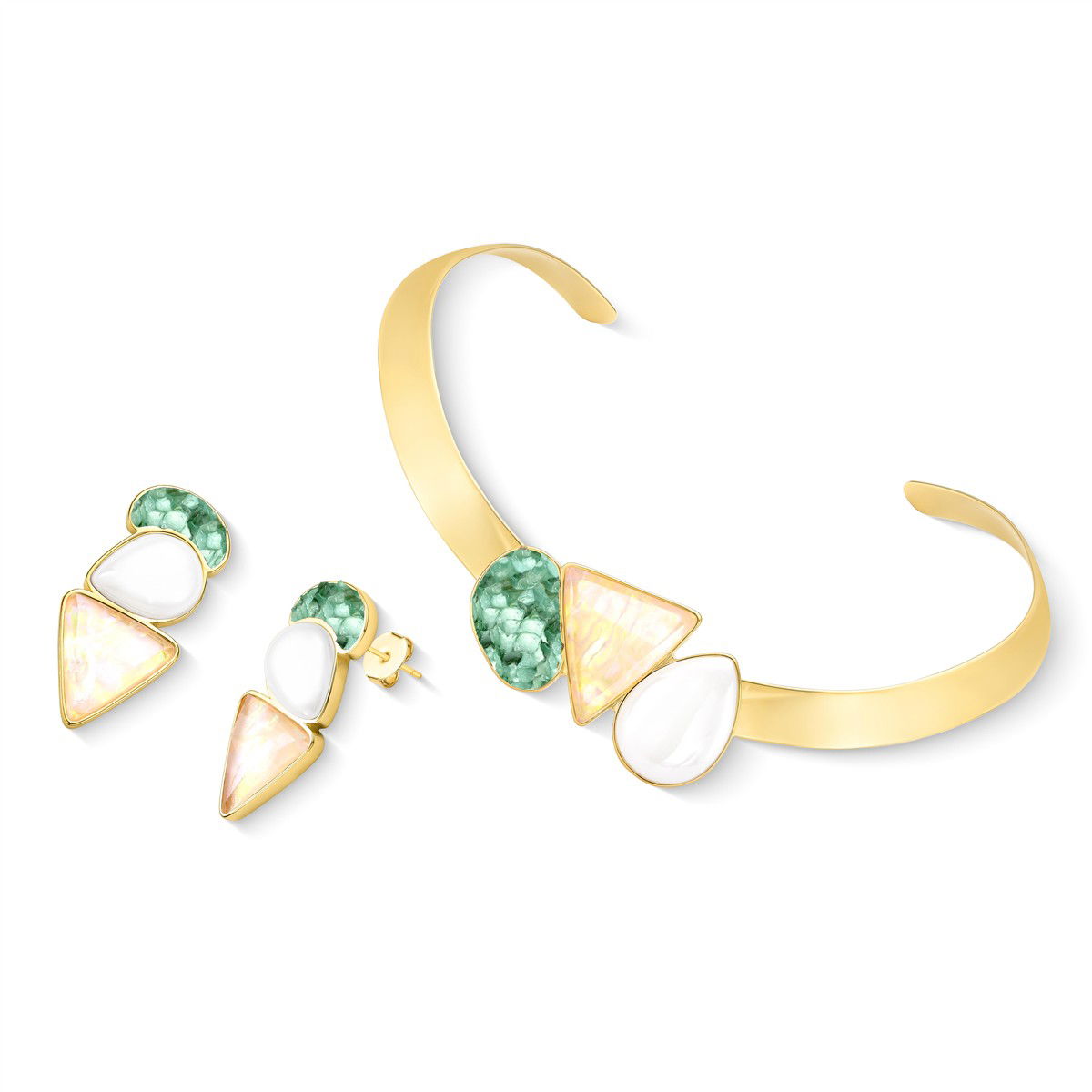 CONJUNTO FOLHEADO A OURO