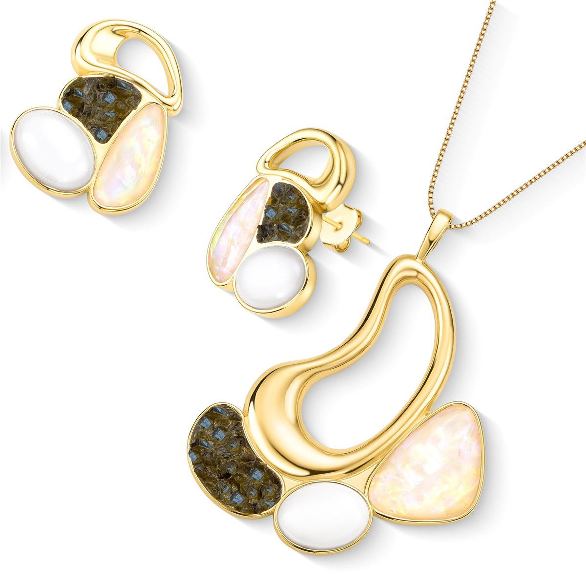 CONJUNTO FOLHEADO A OURO