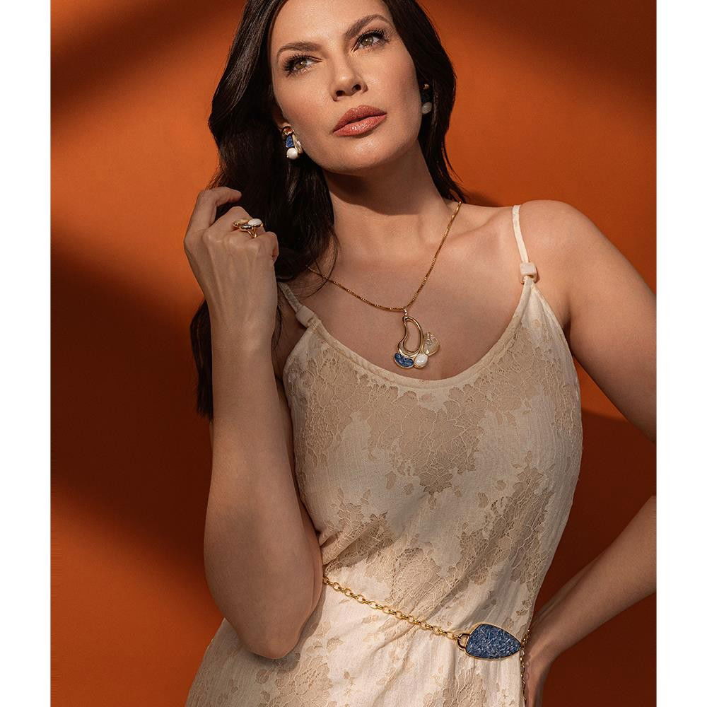 CONJUNTO FOLHEADO A OURO