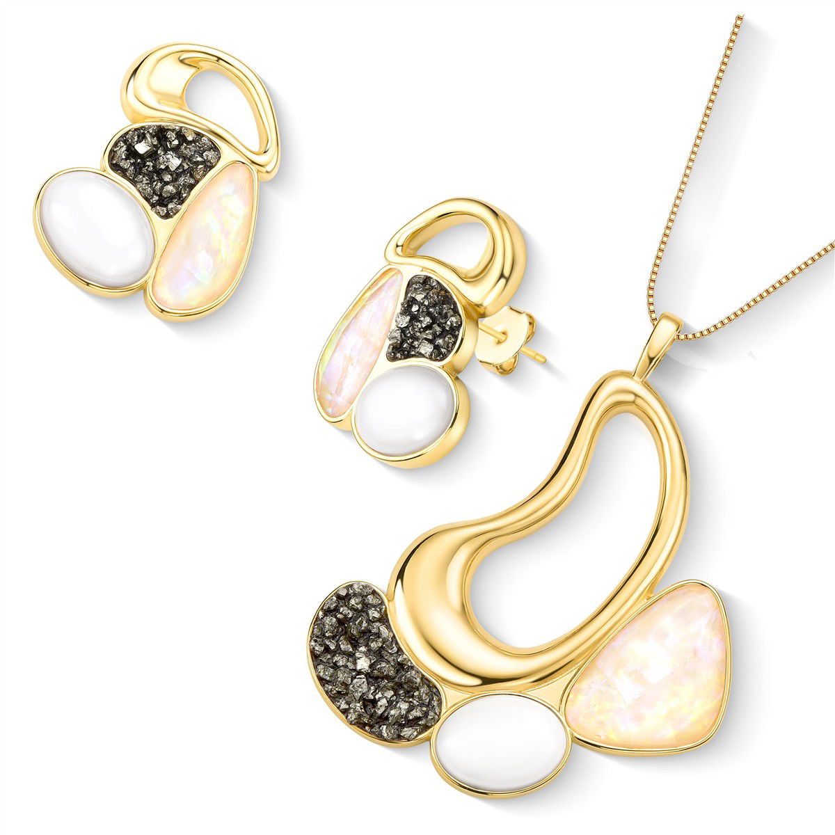 CONJUNTO FOLHEADO A OURO