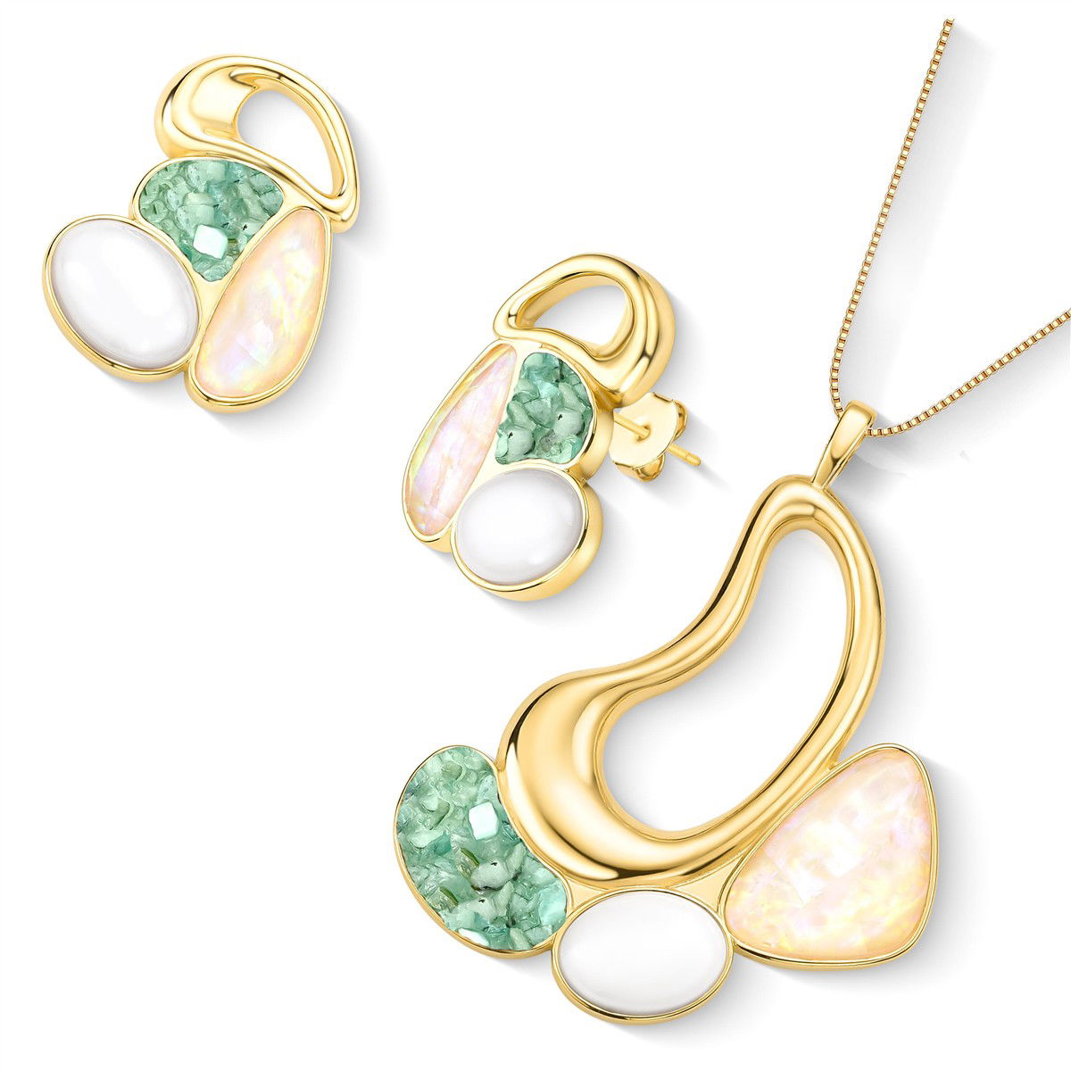 CONJUNTO FOLHEADO A OURO